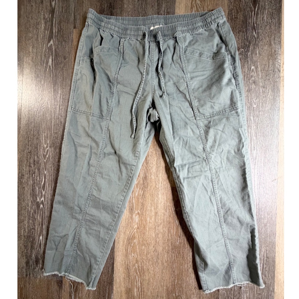 Universal Thread Jogger Pants Womens XL Green Utility Raw Hem Drawstring 5856